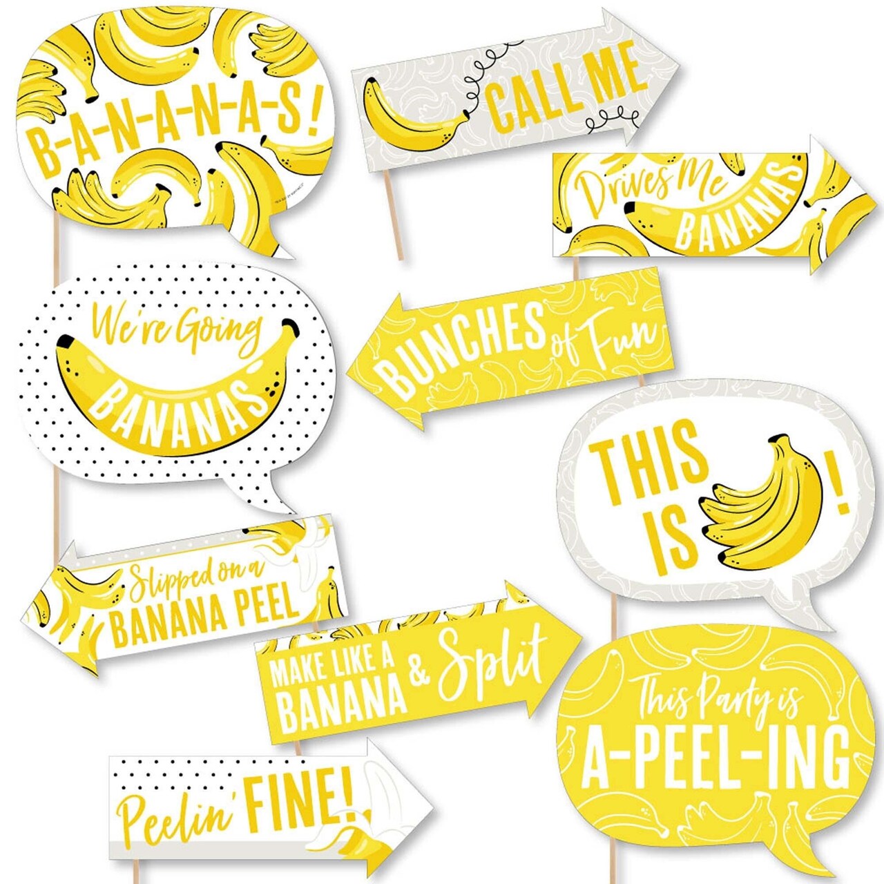 Big Dot of Happiness Funny Let's Go Bananas - Tropical Party Photo Booth Props Kit - 10 Piece